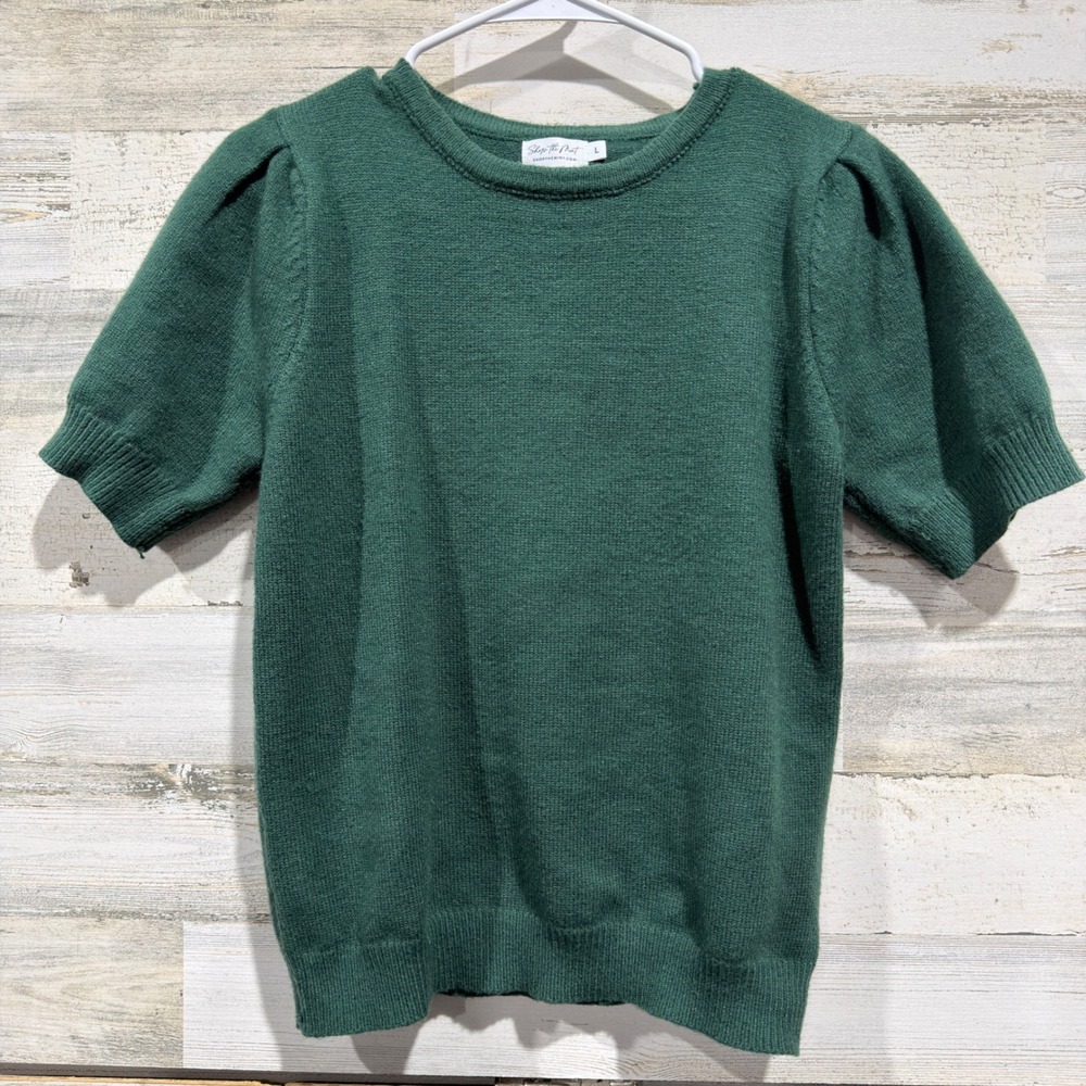 Shop The Mint Sweater Women Large Green Puff Sleeve Knit Dark Academia GUC